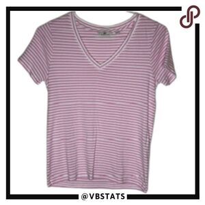 Vineyard Vines Women's V-Neck Short Sleeve Pink/White Striped Top Size…